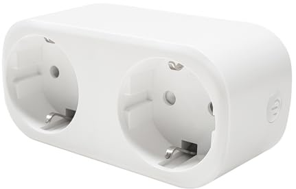 LED ATOMANT Enchufe Doble Inteligente WiFi 16A, Control por Voz y App, Compatible con Smart Life, Alexa y Google Home, Medidor Consumo, programacion horarios, Interruptor Manual Independiente