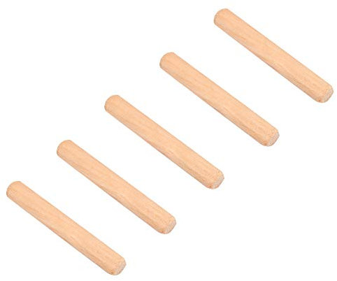 Lot de 1 Goujon en Bois pour Travail du Bois 6 Mm X 40 Mm, Goujon en Bois de 6 Mm Rond cannelé en Bois Artisanat Goujons Joints en Bois Extrémités Chanfreinées Goujons Tiges