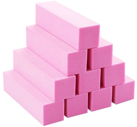 CIJIAINIENG Kit de 10 pulidores de uñas para uñas de gel y acrílicas, bloques de lijado profesionales, color rosa