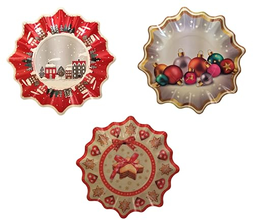 Helmecke & Hoffmann Weihnachtsteller 3er-Set, Pappteller mit weihnachtlichen Motiven, Sternform