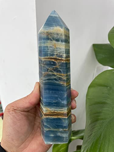 DLZHZDIH Natural Crystal Natural Crystal Stone Pillars Blue Lex Obelisk feng Shui Reiki Decoration ZOUCUNXIYIN (Size : 750-800g)