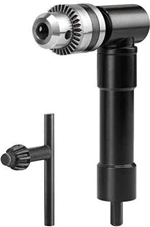 MJFUNTXY Right Angle Drill Adapter,90 Degree Drill Bit Corner Adapter with 3/8 Keyed Chuck 8mm Hex Shank,Cordless Right Angle Drill Attachment Adapter for Driving Screws in Tight Spaces