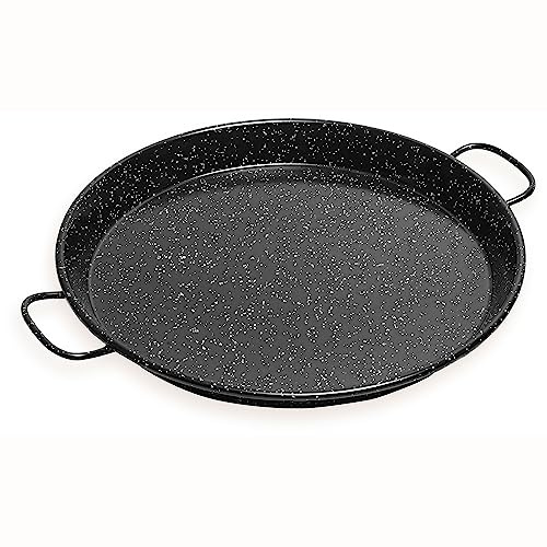 briebe Paellera Valenciana Inducción Esmaltada 28 cm, Acero Esmaltado, 3 Raciones de Paella, Apta para Vitrocerámica, Fuego, Gas, Horno, Levante Negro Jaspeado