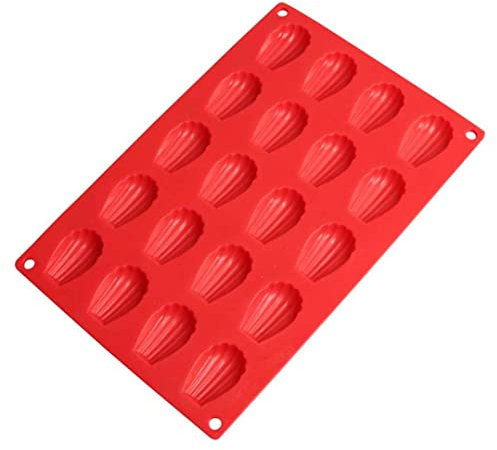 Gcroet 20 Holes Madeleine Cake Tin Cake Mould Tray Silicone Dessert Bakeware Non Stick Tool Red 1PC
