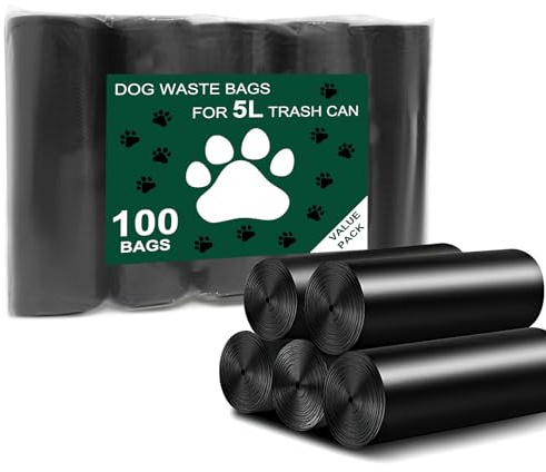 Kopuncare Dog Waste Bags 100 Pcs, Dog Waste Can Liners for 5L Dog Poop Trash Can Outside, 5 Pack Dog Poop Bags Rolls, Dog Poop Bags for Outdoor, Poop Bags for Dogs (100 PCS)