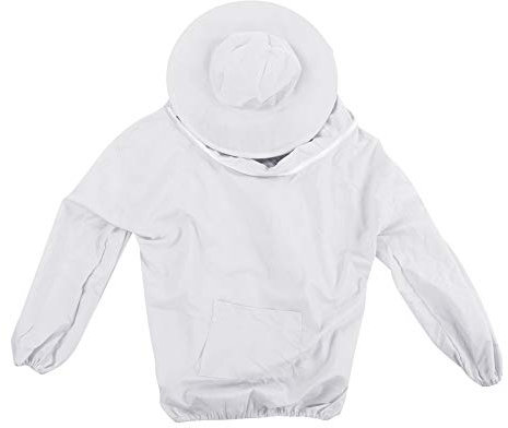 Atmungsaktiver Bienenanzug, Runder Hutschleier, Mehrfarbige Imkereijacke, Hochwertiges Polyester, Faltbar, Zubehör für Imkerbedarf bei Heißem Wetter für Erwachsene (White)
