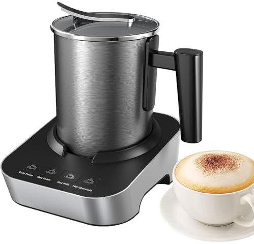Espumador de Leche Electrico, 550w, Milk Frother, Espumador Automatico con Taza Inalambrica 700ml, Con Cable en Base, Batidor Electrico 2 en 1, Calienta y Espuma para Leche, Cafe, Chocolate.