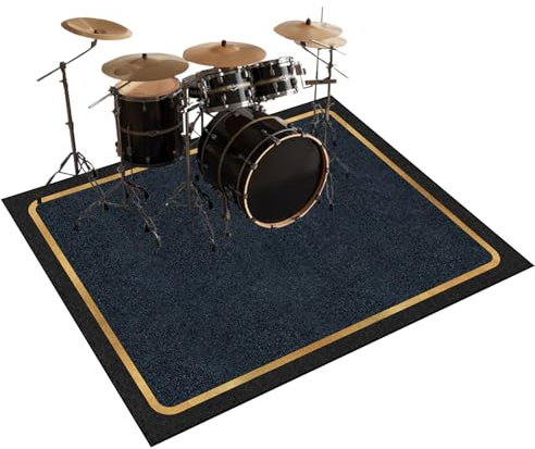 Alfombra para batería Tambor Alfombras Acustica 120 x 100 cm Alfombra de Tambor Electronica Alfombrilla Insonorizada Batería de Jazz Alfombrillas Antivibracion Alfombras para Baterías y Percusión