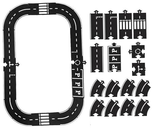 Flex Track, Binari per auto flessibili per bambini, Pista puzzle modulare impermeabile indistruttibile, Set di circuiti flessibili per autostrada per interni ed esterni (16 pezzi)