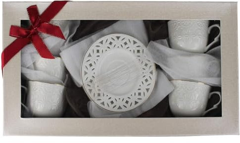 Edle Mokka Service à café en porcelaine 12 pièces Blanc doré