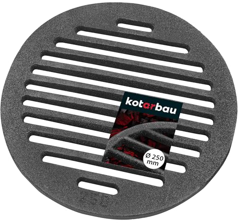 KOTARBAU® Rejilla de hierro fundido para chimenea, Ø 25 cm, Rejilla para cenizas, Rejilla redonda para chimeneas, estufas, Parilla resistente