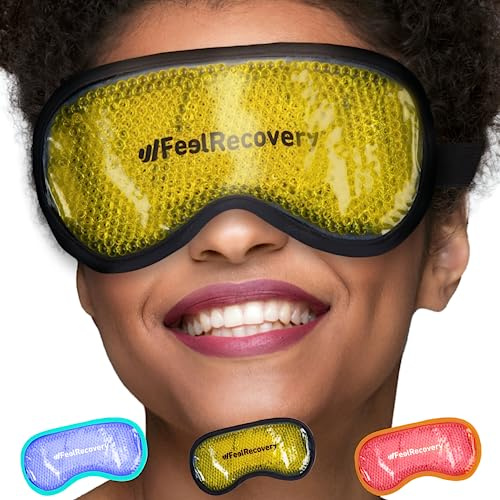 Antifaz Gel Frío para Hinchazón de Ojos (21x11 cm) - Máscara con Perlas de Gel Reutilizable para Reducir Ojos Cansados y Secos, Migrañas, Dolor de Cabeza y Blefaritis (Negro)