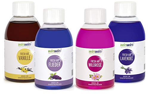 - 4ER SET 4 X 250ML I FRESH AIR Vegans 'Kashmir' 'Cherry' 'Pure' ' Wildrose' Luftreinigungs-Konzentrat 250ml I KASHMIR I PURE I CHERRY I WILDROSE I
