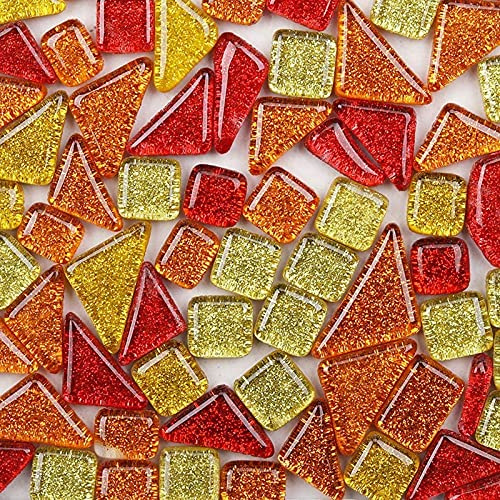 Piastrelle per mosaico in vetro, colori assortiti, 200 g, irregolari, glitterate, pietre per mosaico, per decorazione domestica o artigianato fai da te (tempo fluttuante)