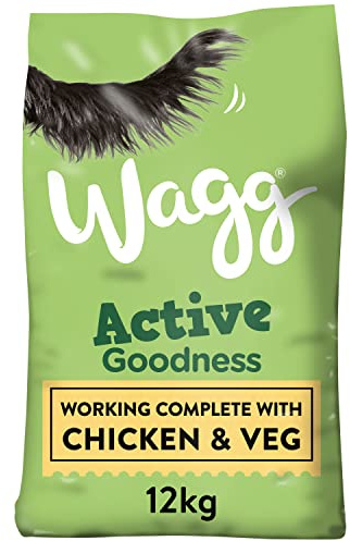 Wagg Active Goodness Complete Dry Adult Dog Food Chicken & Veg 12kg - For All Active Working Dog Breeds