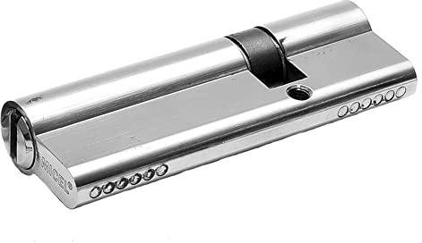 MICEL - 13092 - Cilindro di sicurezza, profilo europeo, con camma lunga, decentrato 30 x 70, con chiavi, finitura in nichel, colore: argento, 100 x 17 x 33 mm