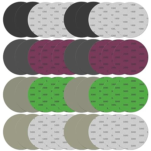 40PCS 5 Inch Wet Dry Sanding Discs, Hook & Loop Orbital High Grit Sandpaper