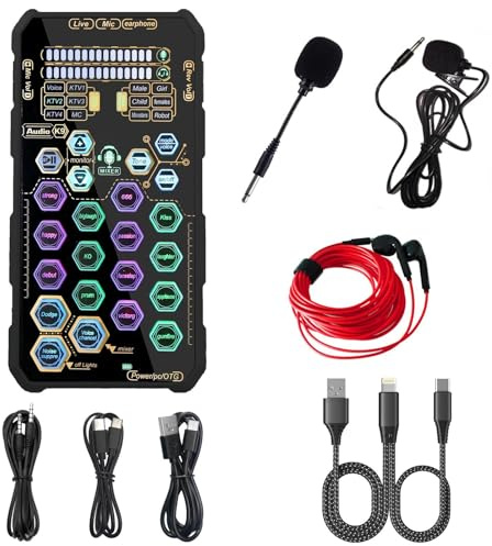 Small Handheld Sound Card Set for Podacsting, Broadcasting, Living, Singing, Recording, Gaming with Families, Friends, Gift,YouTube, TikTok