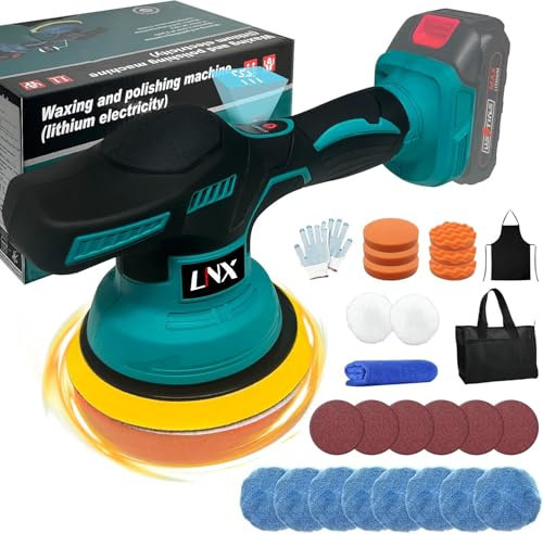 Poliermaschine Auto für Makita 18V-Akku, 6 Zoll Orbital Auto Politur mit 8 Variablen Geschwindigkeiten,27pcs Auto poliermaschinen Set, für Autodetaillierung/Wachsen/Polieren (ohne Akku)