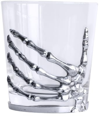 Horror-Shop Gothic Heritage Whiskyglas mit silberner Skeletthand 300ml
