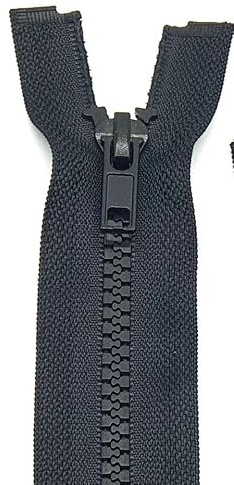 Kunststoff Plastik Krampe, Reißverschluss für Jacken - teilbar / 60 cm - 90 cm (580 Schwarz, 65 cm)