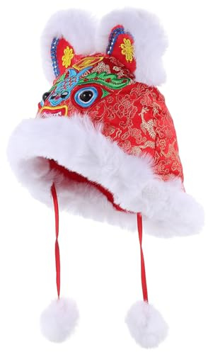 GARIOUANS Chapeau Tigre Chinois Chaud pour Garçon et Filles Chapeau D’Hiver Rouge Brodé Style Traditionnel Accessoire Amulette pour Nouvel an et Fêtes Photo et Déguisement