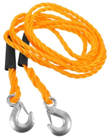 GLEAVI Cinghia di Traino per Impieghi Gravosi con Ganci a T Fune di Traino Intrecciata in Nylon Giallo 14Mm X 4m Fune di Recupero Rivestita in Gomma Resistente alle Intemperie per