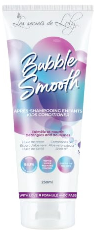 Les Secrets de Loly – Bubble Smooth – Après-shampooing enfant démêlant Nourrit & définit les boucles – Cheveux bouclés, frisés et crépus (enfants) – +98% d'origine naturelle – 250 ml