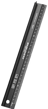 30CM Metal Ruler for Cutting, Raised Grip Aluminium Cutting Ruler Metal Craft Safety Ruler Multifunctional Protective for Length Measurement(Black)