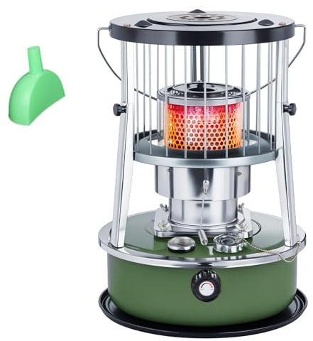 9000 BTU Stufa Petrolio Riscaldamento a Stoppino Serbatoio Da 4,6 Litri Riscaldamento Di Emergenza Senza Elettricità Riscaldatore per Campeggio,Emergenze,militarygreen-Singleitem