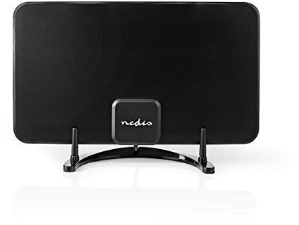 Nedis Antenne d'intérieur HDTV DVB-T/T2 Active avec Filtre LTE700 - Réception Stable des chaînes en air Gratuit, télévision payante et Radio FM, Design Compact et élégant, portée de 0 à 25 km