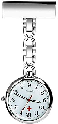 WONOLO Nurse Lapel Pin Fob Watch Nursing Hanging Medical Doctor Pendant Pocket Watch (Silver)