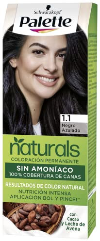 Schwarzkopf Palette Naturals Color Creme - Tono 1.1 cabello Negro Azulado - Coloración Permanente – Óptima cobertura de canas – Colores naturales