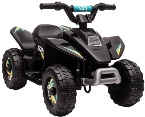 HOMCOM 6V Electric Ride-On Quad Bike Up to 4.6KM/H for Toddler 18-36M Black | All Terrain Vehicle Toy, Forward Reverse Functions
