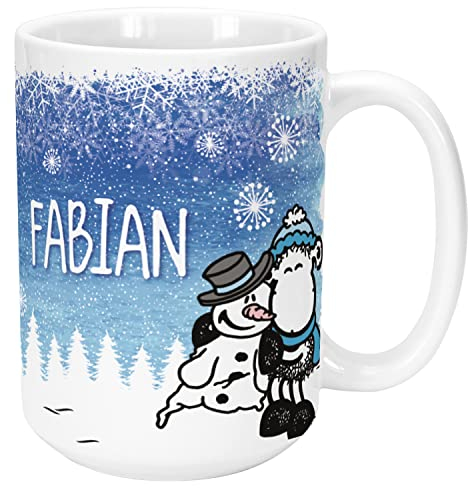Winter-XL-Tasse »Schön, dass es Dich gibt!«, mit Wunschnamen, weiß, personalisiert