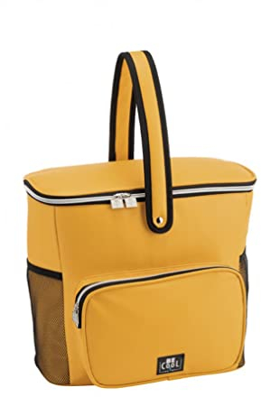 Große City Basket Kühltasche in GELB M, 33 x 18 x 30cm, ca. 17,5 Lvolumen mit Breitem Tragegriff für Picknick, Schule, Ausflüge, Reisen