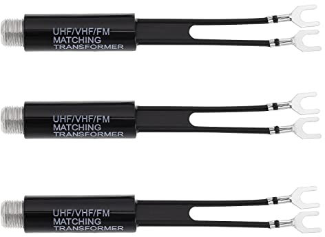 SG Store Lot de 3 transformateurs UHF/VHF/FM 75 ohms vers 300 ohms - Connecteur F - Adaptateur d'antenne TV nickelé pour récepteur radio Hi-Fi AV Antenne TV