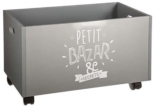 KGS Baule per giocattoli Grigio con ruote per bambini - Baule portaoggetti Bazar Grigio