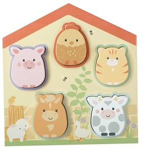 Farmyard Wooden Puzzle Board - Includes 5 Animal Characters - Shape Sorter Wooden Puzzles for 1 Year Old, Toddler - Educational Montessori Early Development & Activity Toys by Orange Tree Toys