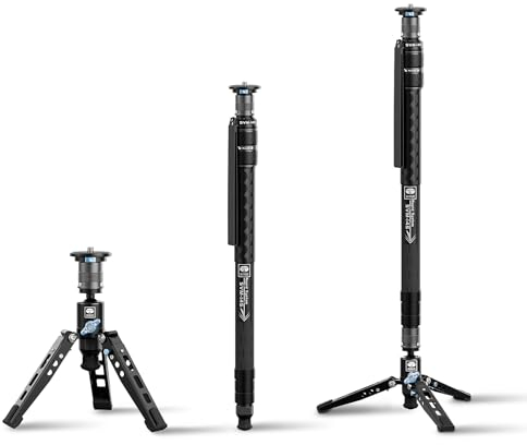 SIRUI SVM-145 Einbeinstativ Rapid System aus Kohlefaser mit Füßen, 144,8 cm professionelles Kamera Einbeinstativ, schnelle Höhenverstellung, leichtes Reise-Einbeinstativ für DSLR