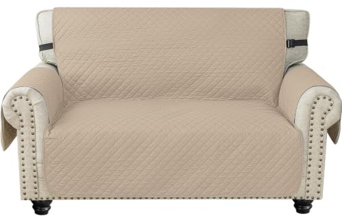 YSTYLE Sofföverdrag med armstöd 2-Sits, Vattentätt Pet Soff Cover Töjbart överdrag, Avtagbar Halkskydd Fåtöljöverdrag Möbel Maskintvättbar, Sofföverkast För Soffa Fåtölj, Beige
