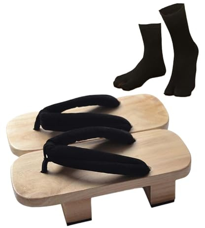 F Fityle Sabots Japonais en Bois, Sandales Traditionnelles Japonaises Portables, Sandales Légères EVA pour Appartement, Maison et Voyage, Taille UE 38