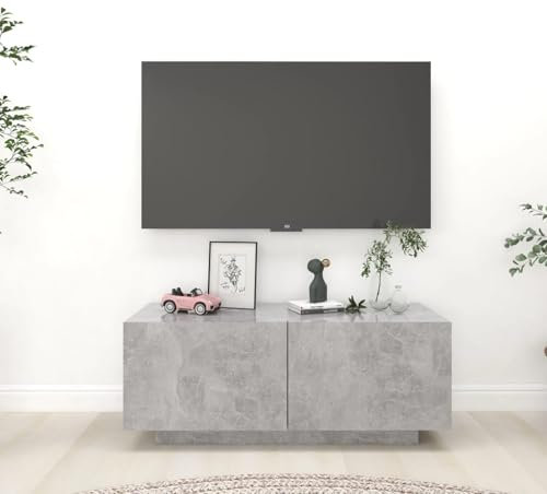 ShGaxin Meuble TV, table TV, meuble TV, meuble TV, meubles de salon, meuble TV, table de télévision en aggloméré gris béton, 100 x 35 x 40 cm
