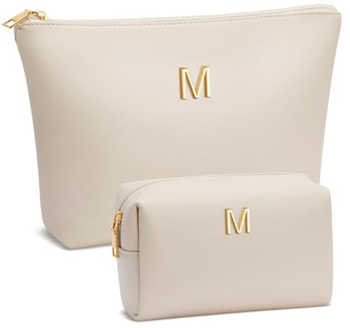 CLOUDWINGS Gifts for Women Girls Personalized Initial Travel Makeup Bag