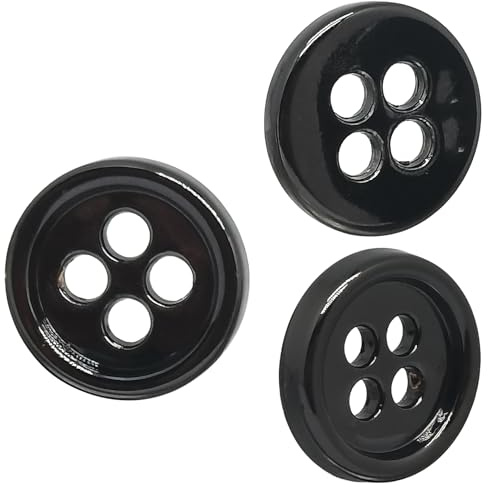 20pcs Black 4 Holes Round Metal Buttons,10mm(0.39inch) Dia, Flatback Sewing Buttons for Clothing Arts Crafts Decorations Sewing Accessories