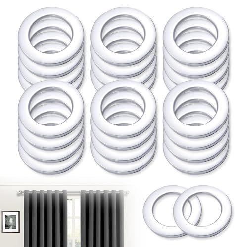 Curtain Grommets, 42PCS Curtain Grommets Round, 7cm*7cm Plastic Low Noise Sliding Rings Plastic Clips Eyelet Easy Push Snap for Window Shower Canvas Leather Craft(Silver)