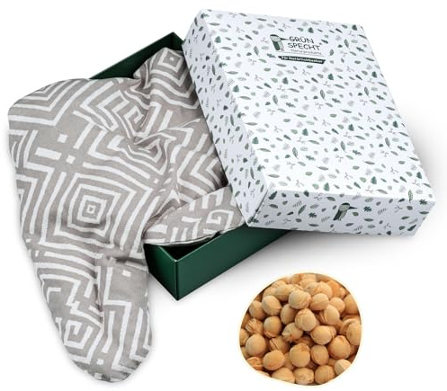 GRÜNSPECHT Kirschkern-Nackenkissen mit Kragen 35x48 cm, Wärmekissen aus Baumwolle, Geschenkbox, für Mikrowelle & Backofen, bei Verspannungen/Beschwerden im Nacken/oberen Rücken (383-V1)