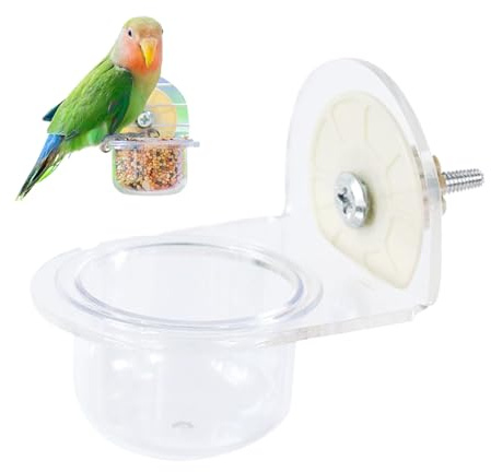 Besreey Bowl para Aves,Platos de Comida Desmontables para Aves - Dispensador de Acrílico Transparente para Suministros de Mascotas para Canarios Ninfas y Loros