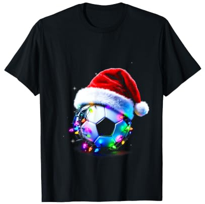 Ballon de Football Festif avec Bonnet de Père Noël et lumières T-Shirt