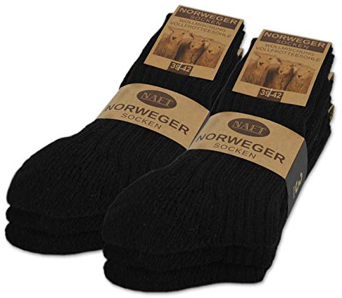 sockenkauf24 6 Paia Calze Norvegesi con Lana Uomo Donna Nero Grigio Antracite Calze invernali (47-48, 6 Paia | Nero)